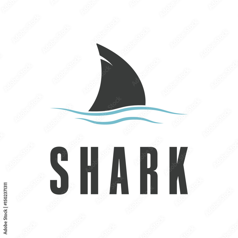 shark fin logo design concept with ocean wave shark fin logo design concept with ocean wave