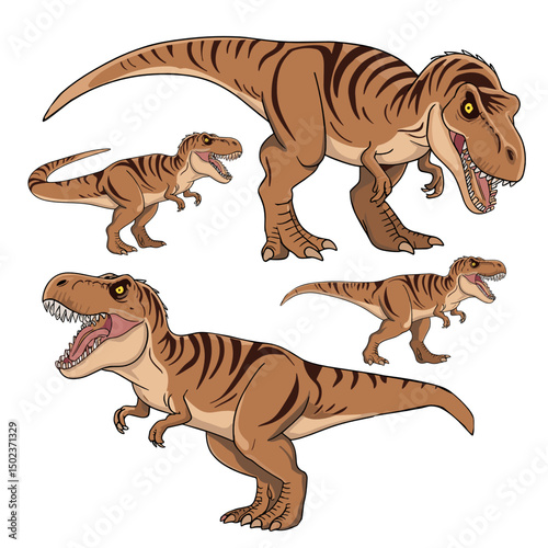 Dynamic T-Rex Poses Illustration Collection