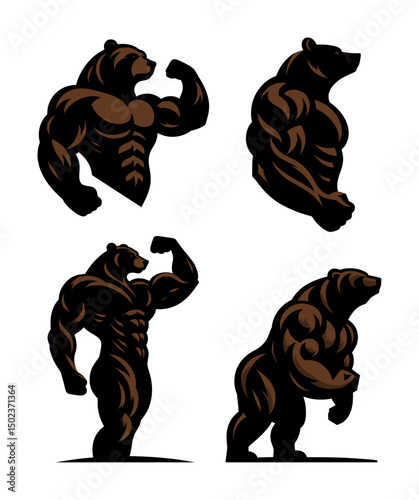 vector set logo of muscle bear (artwork 1)