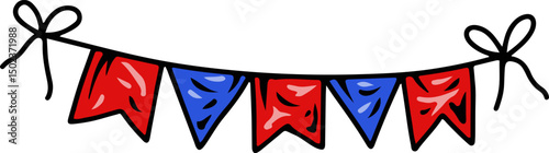Cartoon Hanging Party Flags Banner