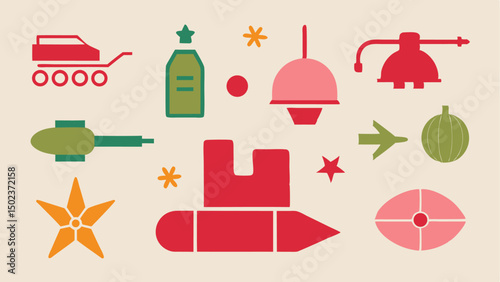 Military and combat stroke icon collection designed for use in war simulations defense infographics and armed forces promotional or training materials