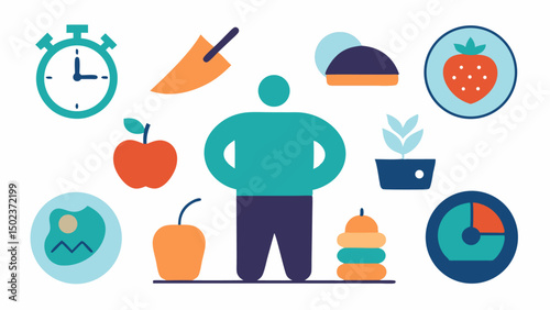 Weight loss stroke icon collection with fitness and diet visuals perfect for wellness platforms health tracking apps and nutrition or exercise plans