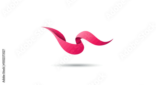 Curving magenta ribbon with subtle gradient and soft shadow effect