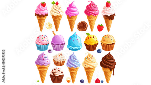 A delightful collection of sweet frozen dessert treats, perfect for summer photo