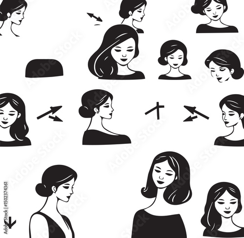 Man and Woman icon set collection with diverse directional markers on white background