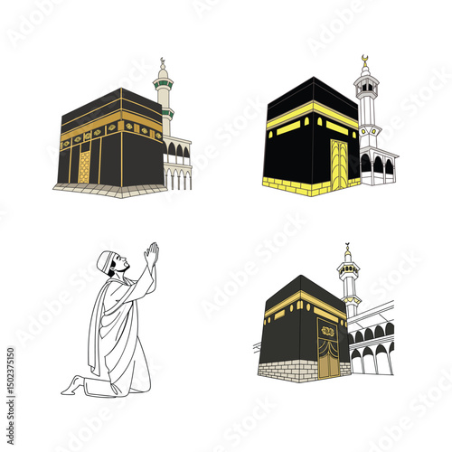 Kaaba Vector Illustration - Islamic Holy Site in Mecca, Saudi Arabia
