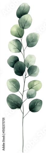 Delicate eucalyptus branch with soft, rounded leaves in shades of green