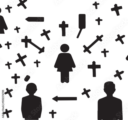 Man and Woman icon set collection with diverse directional markers on white background
