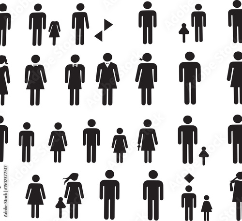 Man and Woman icon set collection with diverse directional markers on white background