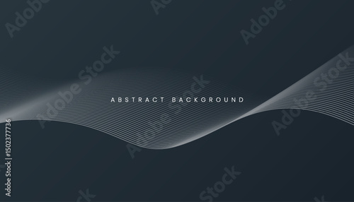 Black abstract background with white curves