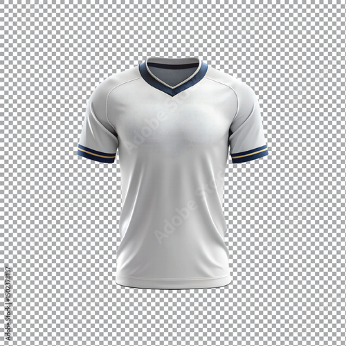 A white sports jercey blank mockup isolated on a transparent background.