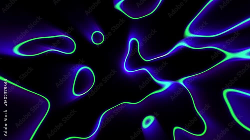 Glowing blue and white lava flow abstract background animation, Energy fire loop