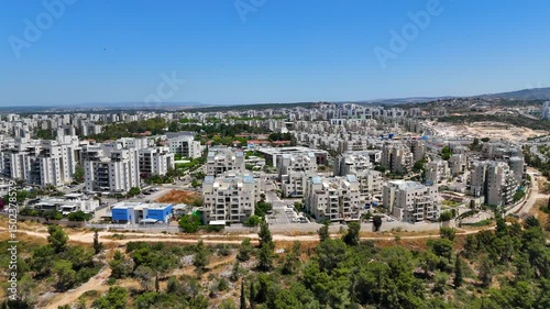 Harish city skyline in northern Israel, Aerial view