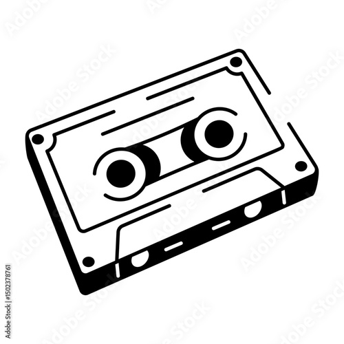 A sketchy style icon of cassette tape
