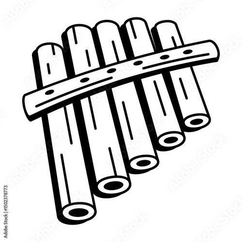 A doodle style icon of pan flute
