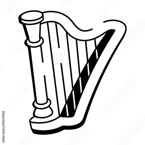 A hand drawn style icon of harp
