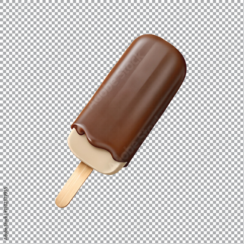 A chocolate ice cream  isolated on a transparent background.