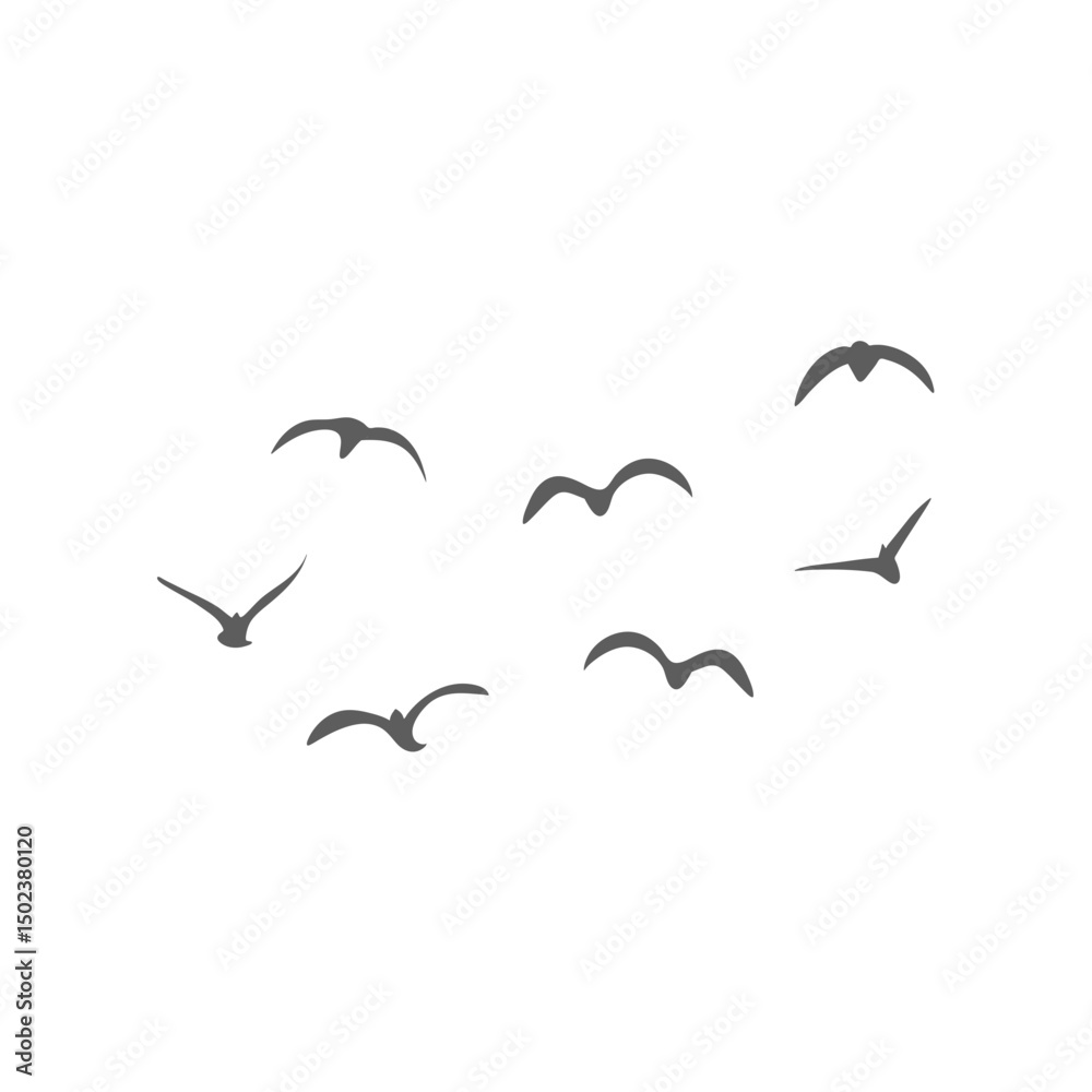 Naklejka premium Flying birds silhouettes. Vector illustration 