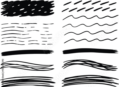 Wallpaper Mural set of black and white vector illustration of black and white, set of grunge black paint, ink brush strokes Torontodigital.ca