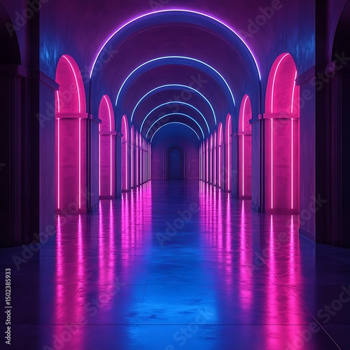 Neon archway corridor