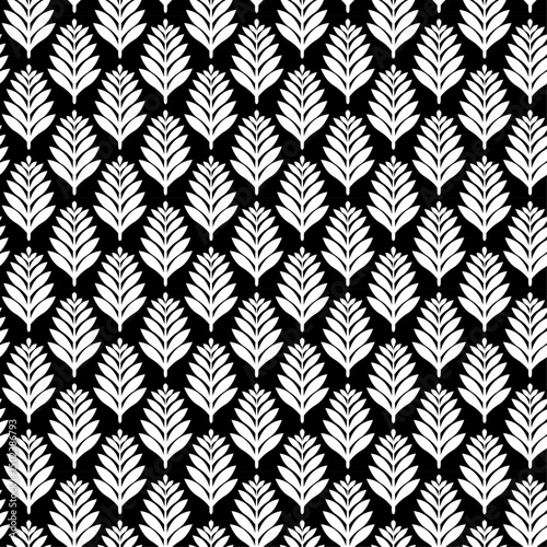 Geometric leaves organic floral pattern for textile, fabric print, wallpaper, wrapping paper.  vector textured background.	
