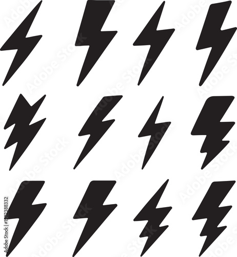 Free Download Lightning Bolt Silhouette Icon Set Vector Illustration. - GFXLoad