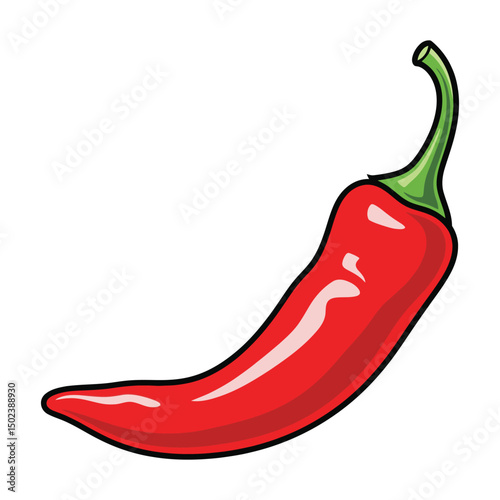 Red hot natural chili pepper pod realistic image with shadow for culinary products and recipes vector illustration