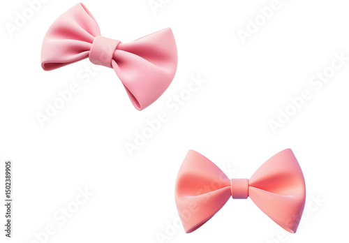 Cute pink bow on white background
