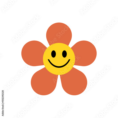 Funny retro groovy flowers  vector illustration 