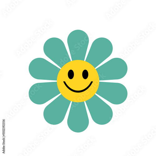 Funny retro groovy flowers  vector illustration 