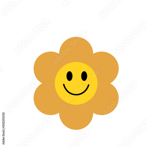 Funny retro groovy flowers  vector illustration 