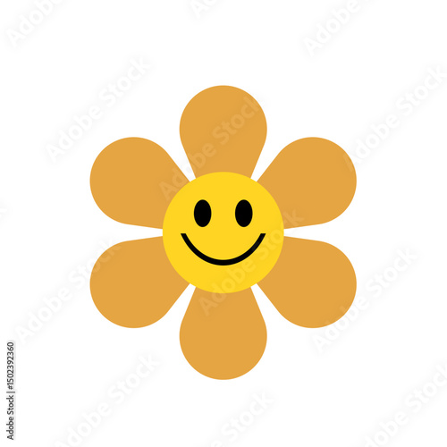 Funny retro groovy flowers  vector illustration 