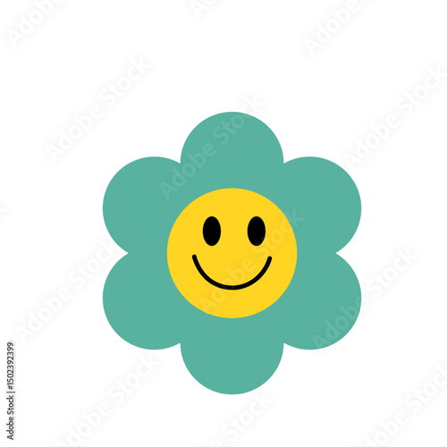 Funny retro groovy flowers  vector illustration 