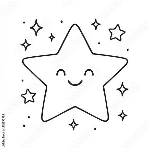 Cute Smiling Star Coloring Page for Kids