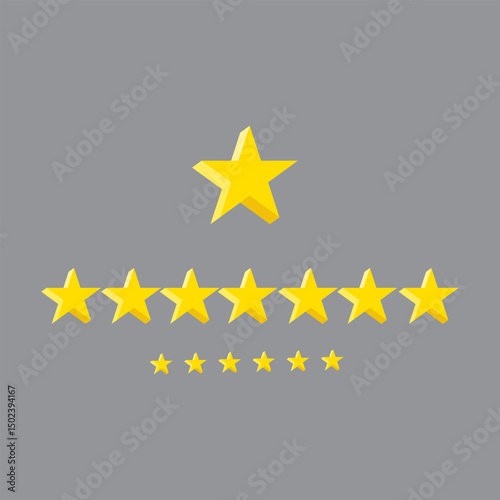 Star icon. 5 Star rating . Realistic gold star set vector.Feedback concept. Set of five yellow stars