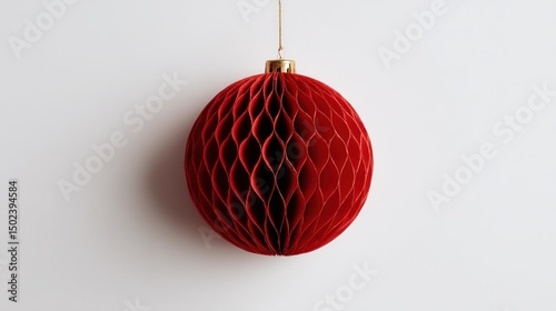 Red honeycomb paper Christmas ornament (1)