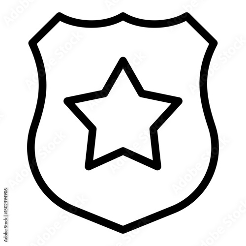 Police badge icon. Vector line icon