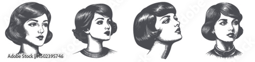 Vintage Portraits of Elegant Women with Stylish Bob Haircuts