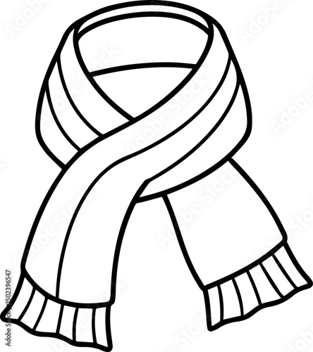 scarf outline vector illustration, coloring book page line art