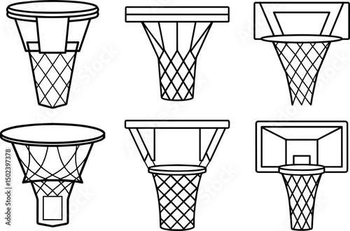 Set of hoop outline vector illustration, coloring book page line art