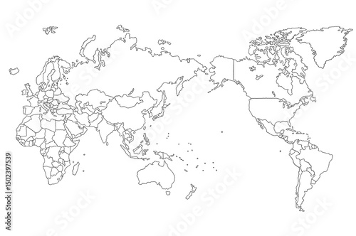 Wallpaper Mural 国境線あり世界地図 Torontodigital.ca