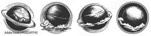 Engraved Planetary Illustrations with Creative Linocut Style