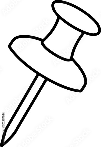 pushpin outline vector illustration, coloring book page line art
