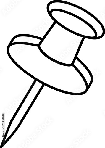 pushpin outline vector illustration, coloring book page line art