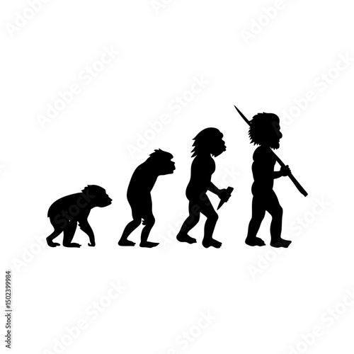 Human evolution silhouette concept. Darwin theory cartoon vector illustration