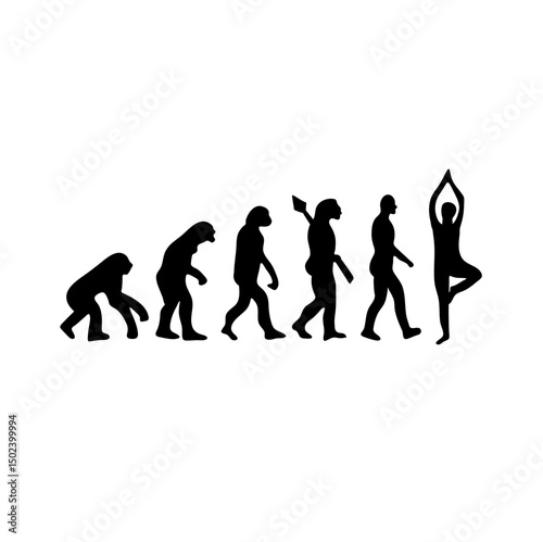 Human evolution silhouette concept. Darwin theory cartoon vector illustration