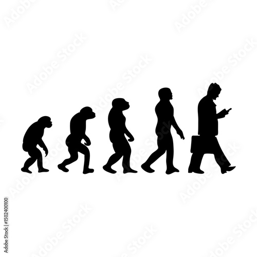 Human evolution silhouette concept. Darwin theory cartoon vector illustration