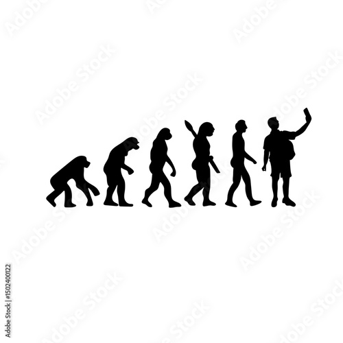 Human evolution silhouette concept. Darwin theory cartoon vector illustration