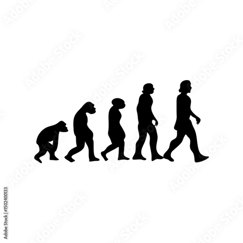 Human evolution silhouette concept. Darwin theory cartoon vector illustration