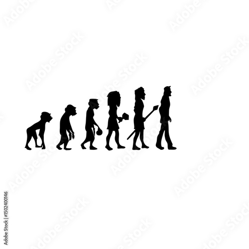 Human evolution silhouette concept. Darwin theory cartoon vector illustration
